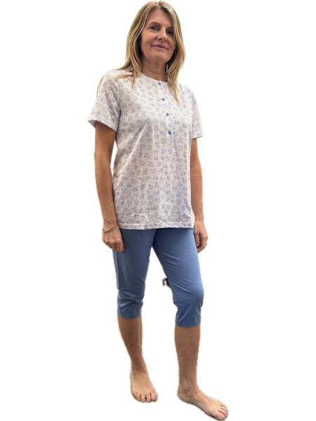 Linclalor Pigiama donna in puro cotone manica corta pantalone pinocchio art. 175006