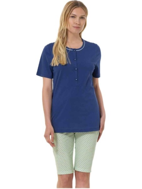 Linclalor Pigiama donna in puro cotone manica corta pantalone bermuda art. 175067