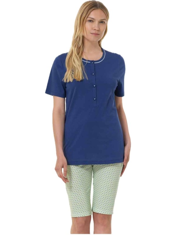 Linclalor Pigiama donna in puro cotone manica corta pantalone bermuda art. 175067