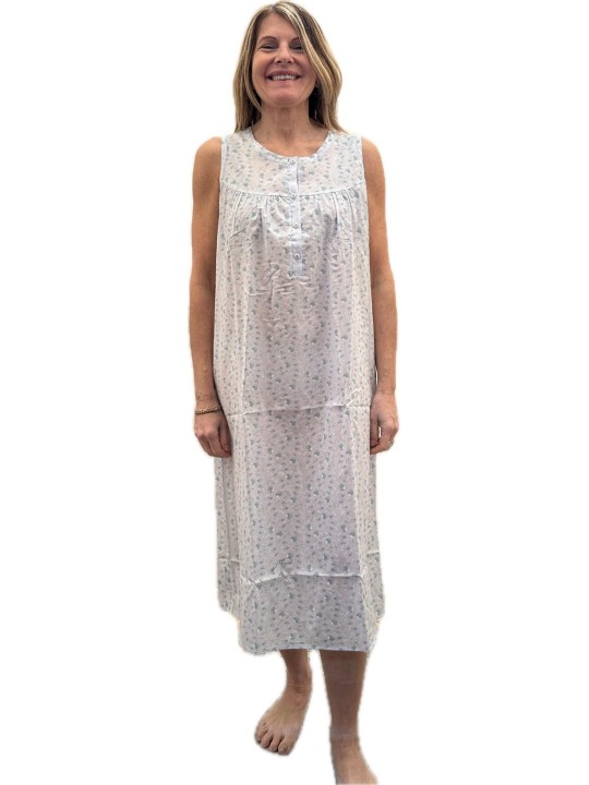 Linclalor Camicia da notte in batista di puro cotone senza maniche art. 130840