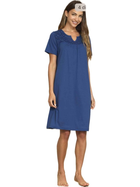 Bisbigli Camicia da notte in puro cotone con inserto in sangallo art. 771475
