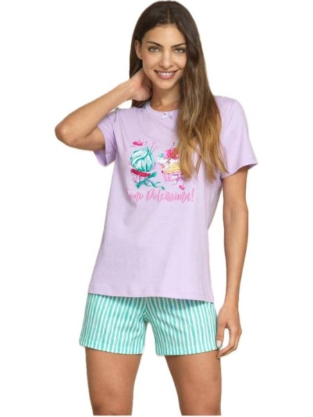 Bisbigli Pigiama donna corto in puro cotone con stampa art. 774954