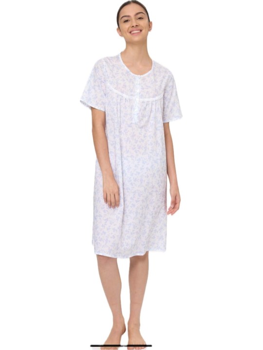 Ragno Camicia da notte in batista di puro cotone con carrè art. DM76NK