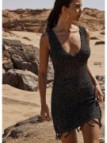 Vacanze Italiane Abito mare uncinetto con frange tessuto lurex fatto a mano art. VV24022