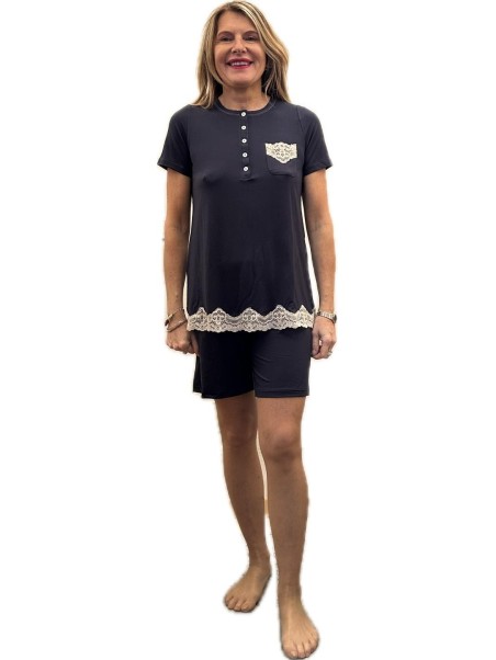 Bisbigli Pigiama donna in fresco modal inserto in pizzo art. 103612