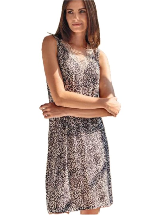 Lormar Camicia da notte senza maniche in viscosa con pizzo art. BRT1752