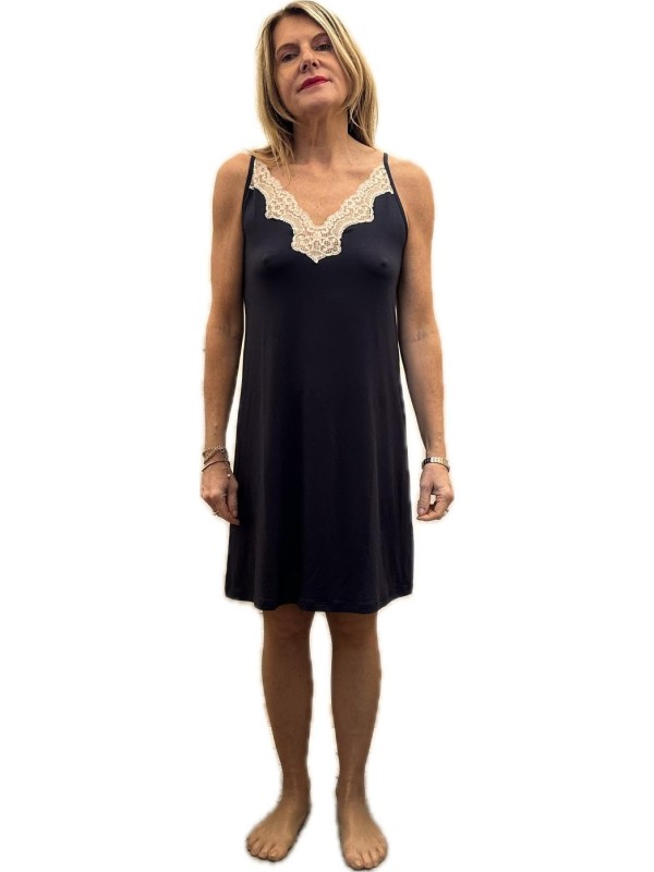Bisbigli Camicia da notte in modal spallina stretta con pizzo art. 103610