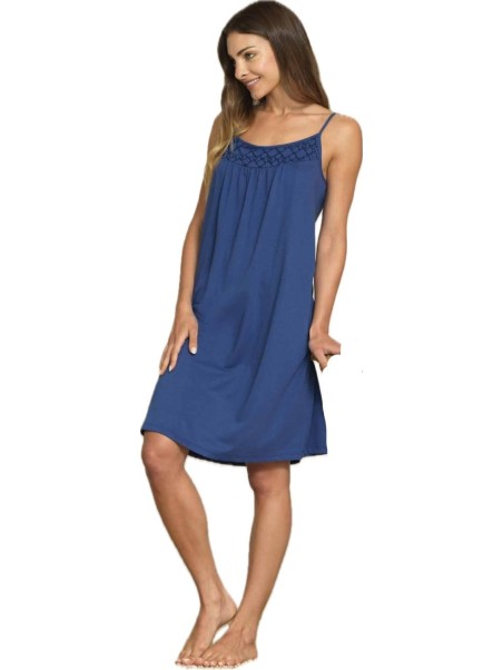 Bisbigli Camicia da notte in puro cotone con inserto in sangallo spalla stretta art. 771452