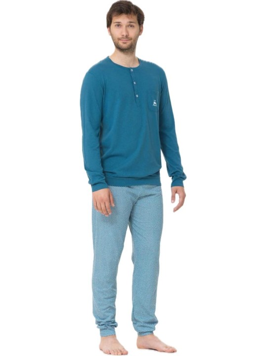 Linclalor Pigiama uomo in puro cotone con polsini art. 474933