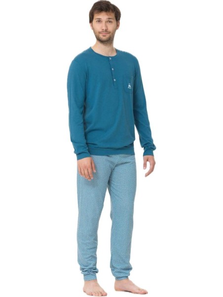Linclalor Pigiama uomo in puro cotone con polsini art. 474933