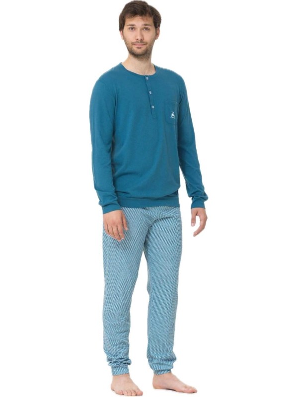 Linclalor Pigiama uomo in puro cotone con polsini art. 474933