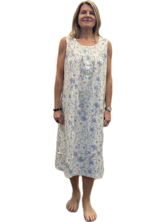 Linclalor Camicia da notte in puro cotone senza maniche art. 174977
