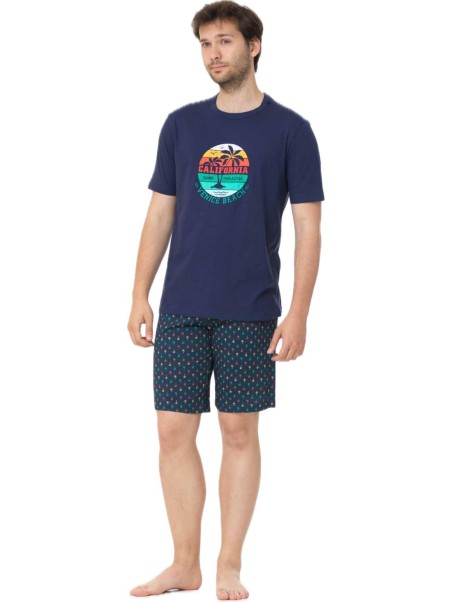 Linclalor Pigiama uomo in puro cotone manica corta pantalone bermuda art. 474924