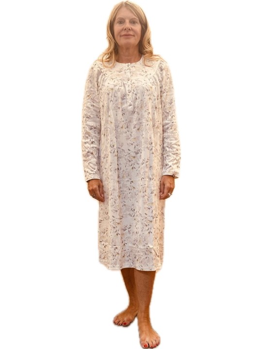 Linclalor Camicia da notte in caldo cotone con carrè e manica a raglan art. 292061