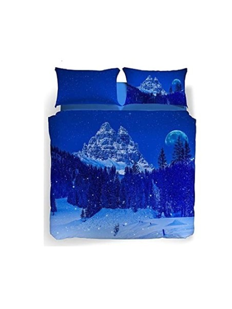 Caleffi - Completo copripiumino Snow in the blue nigh Fotografico Matrimoniale