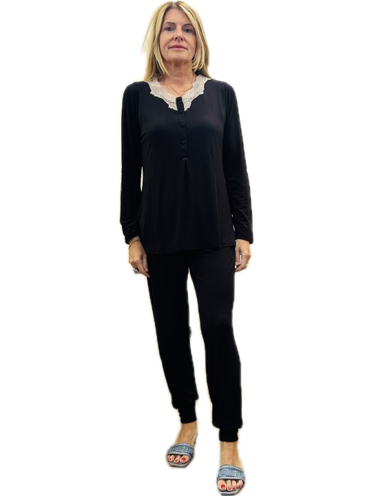 Lormar Pigiama donna in viscosa elasticizzata con inserto in pizzo art. DEC652078