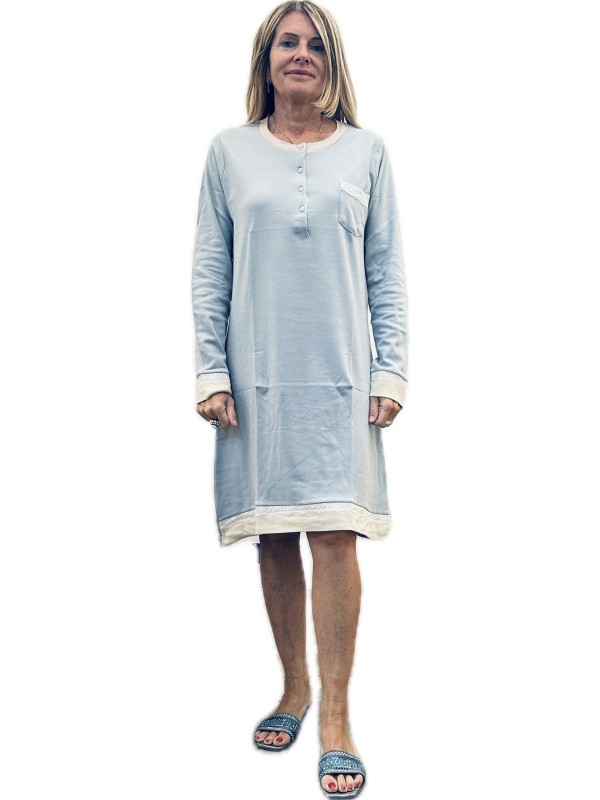 Infiore Camicia da notte in caldo cotone con inserto in pizzo art. LDY632172