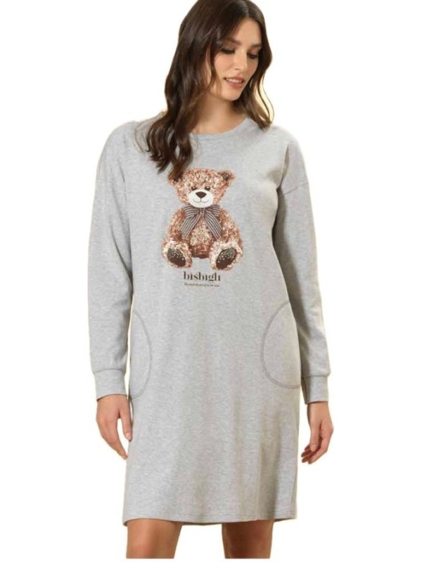 Bisbigli Camicia da notte in caldo cotone stampa Teddy Bear art. 92136