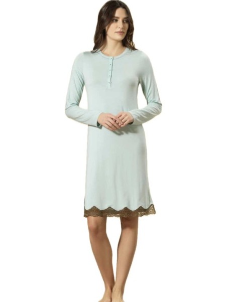 Bisbigli Camicia da notte in modal elasticizzato con inserto in pizzo art. 203625