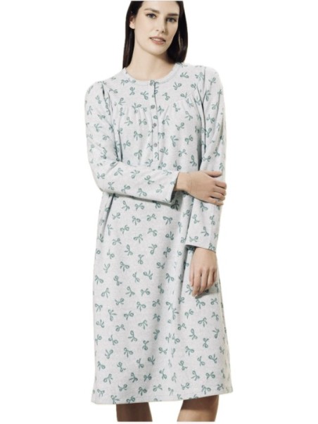 Linclalor Camicia da notte in cotone felpato punto milano con carrè art. 277994