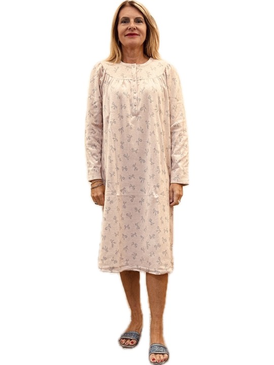Linclalor Camicia da notte in cotone felpato punto milano con carrè art. 277994