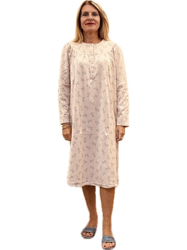 Linclalor Camicia da notte in cotone felpato punto milano con carrè art. 277994