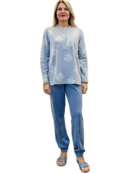 Linclalor Pigiama donna in cotone felpato punto milano art. 277043