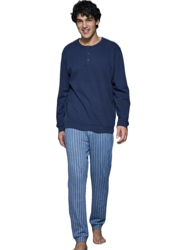 Ragno Pigiama uomo in caldo cotone pantalone rigato art. U842N1