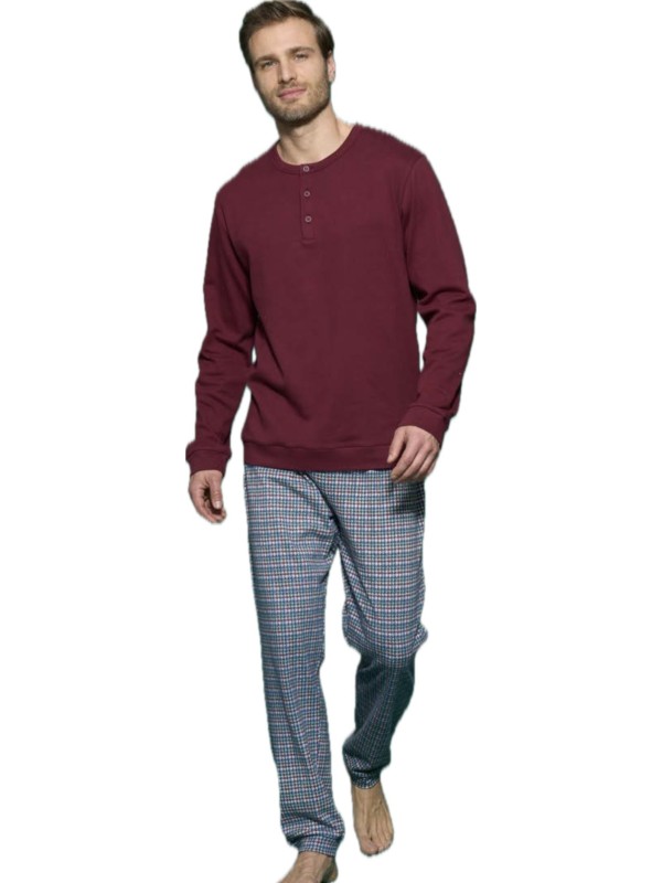 Ragno Pigiama uomo in puro cotone caldo pantalone scozzese art. U841N1