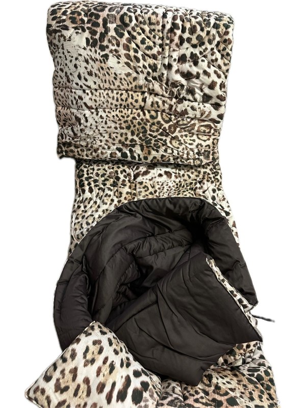 Roberto Cavalli Trapunta matrimoniale in raso di puro mano seta cotone maculata made in Italy art. Bravo