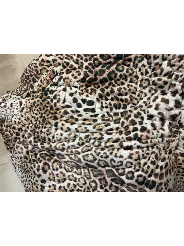Roberto Cavalli Trapunta matrimoniale in raso di puro mano seta cotone maculata made in Italy art. Bravo