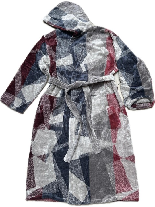 Carrara Accappatoio unisex con cappuccio in spugna velur di puro cotone art. Washington