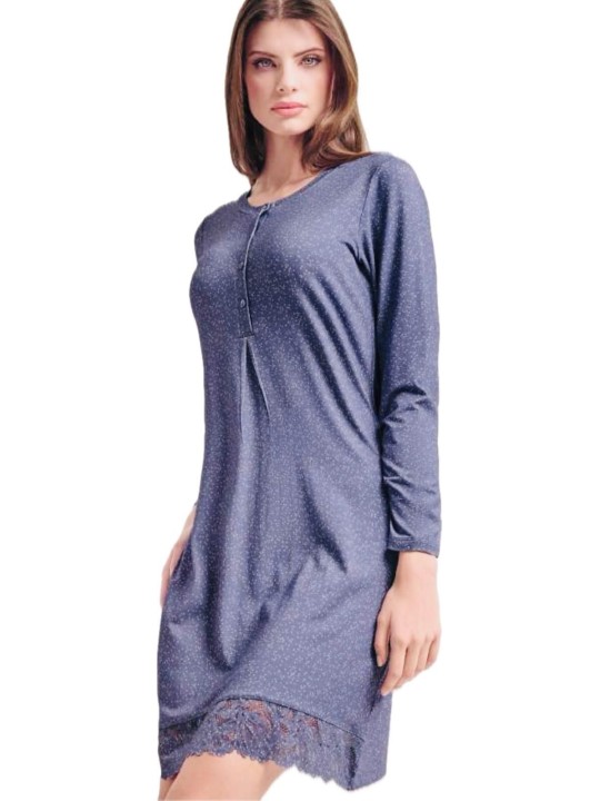 Lormar Camicia da notte in viscosa elasticizzata con pizzo art. MIS6320662066