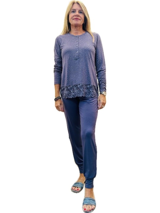 Lormar Pigiama donna in viscosa elasticizzata con pizzo art. MIS652064