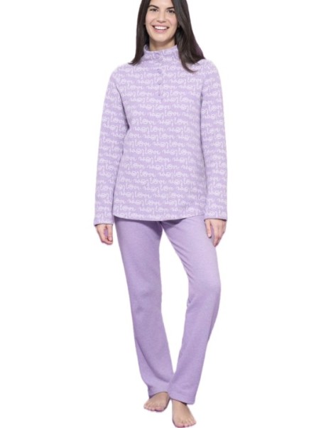 Ragno Pigiama donna in cotone felpato punto milano con collo art. DO50NO