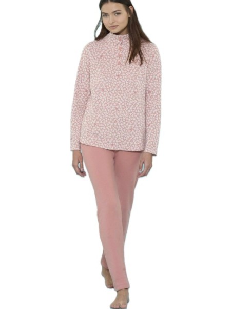 Ragno Pigiama donna con collo in cotone felpato punto milano con lurex art. DO44N1