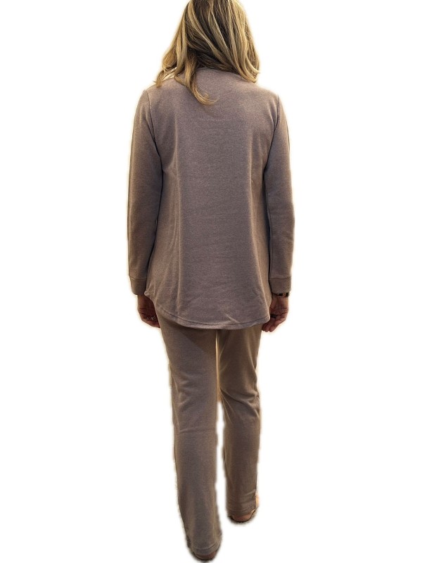 Ragno Pigiama donna tuta caca con collo in cotone felpato punto milano art. DO80N1