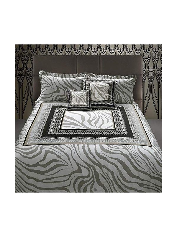Roberto Cavalli Completo lenzuola matrimoniali in raso di cotone art. Frame Zebrage
