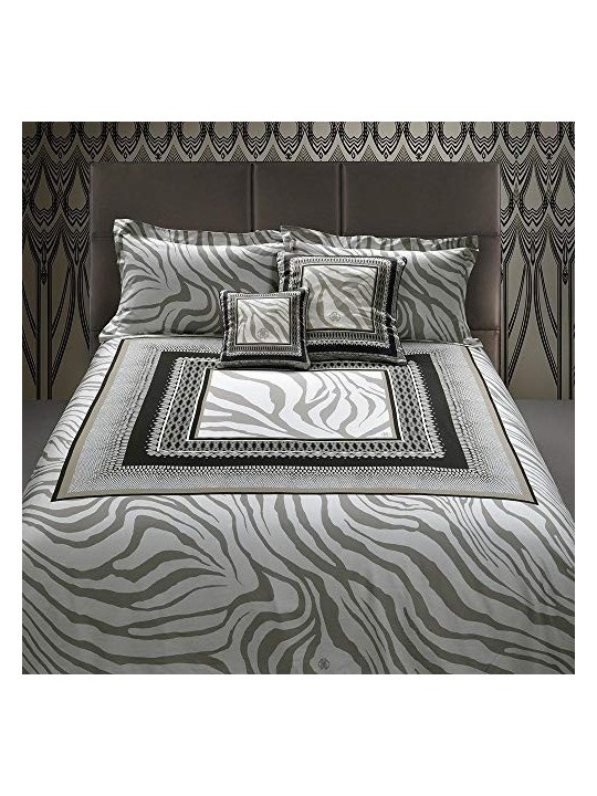 Roberto Cavalli Completo lenzuola matrimoniali in raso di cotone art. Frame Zebrage