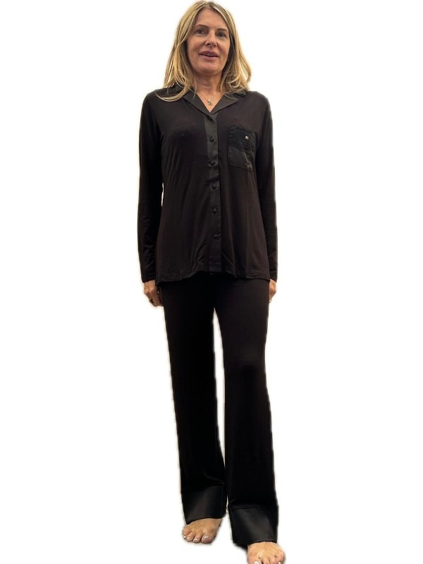 Lormar Pigiama donna in viscosa aperto davanti taglio uomo art. SAT650797