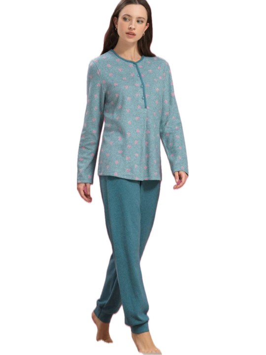 Linclalor Pigiama donna in cotone felpato punto milano art. 77049