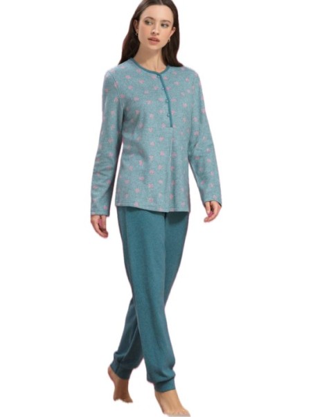 Linclalor Pigiama donna in cotone felpato punto milano art. 77049