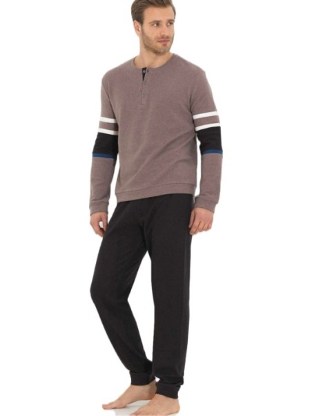 Linclalor Pigiama uomo in cotone felpato punto milano art. 877060