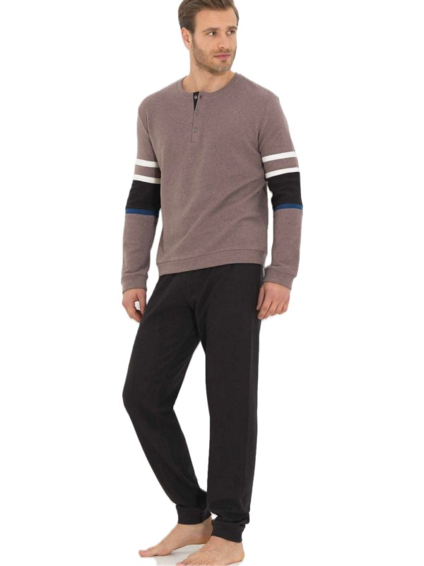 Linclalor Pigiama uomo in cotone felpato punto milano art. 877060