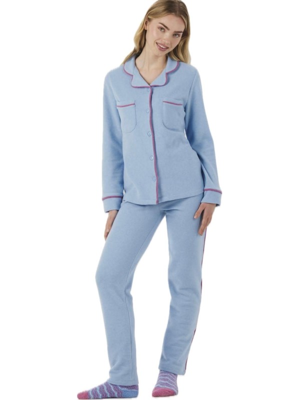 Brilliamo Pigiama donna in cotone felpato puto milano aperto davanti taglio uomo art. 77980