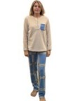 Bisbigli Pigiama donna in cotone felpato punto milano pantalone scozzese art. 77039