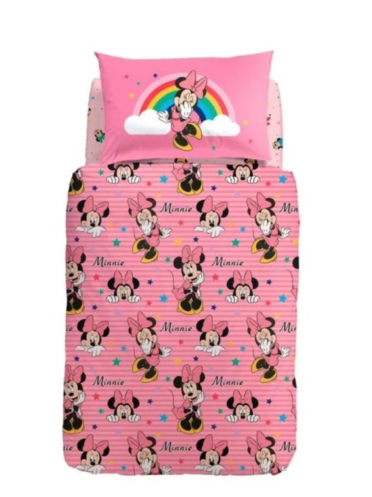 Caleffi Completo copripiumino una piazza in puro cotone art. Minnie Rainbow