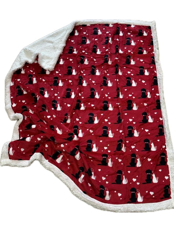 Daunex Plaid in morbido coral retro sherpa stampa cani e gatti art. Friends