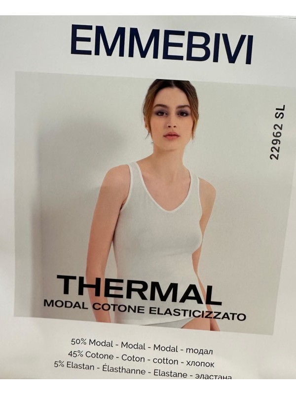 Emmebivi Canottiera donna spalla larga in cotone caldo elasticizzato e modal art. 22962