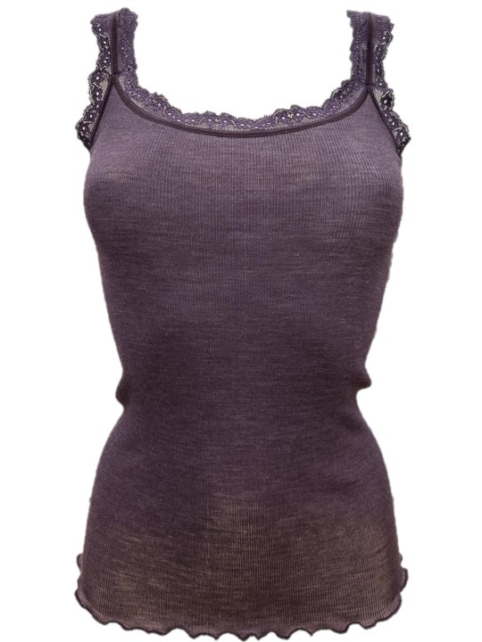 Ragno Canotta a costine spalla larga in pizzo elasticizzato lana merino e seta art. 70183W